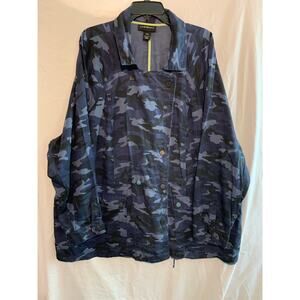 Lane Bryant Camouflage Jacket Top Camo Snap Lyocell Size 26/28 Cinch Waist